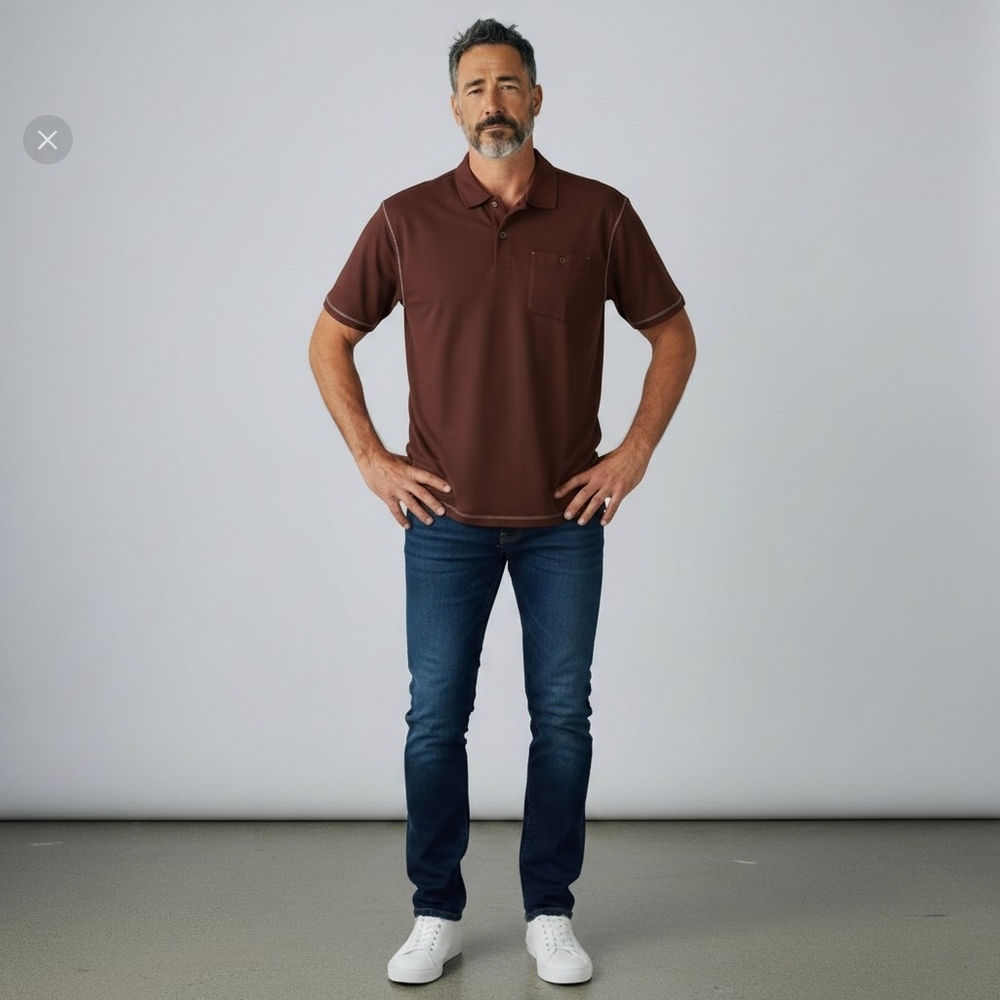 Ariat Polo Mens Maroon Rebar Short Sleeve Shirt Pocket Collared Stretch Size XLT
